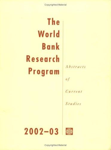 The World Bank Research Program, 2002-2003