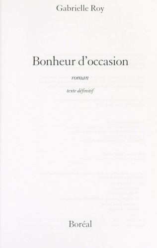Bonheur d'occasion