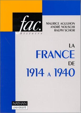 La France de 1914 à 1940 by André Nouschi cover