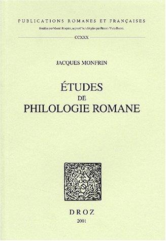 Etudes de philologie romane by J. Monfrin cover