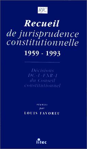 Recueil de jurisprudence constitutionnelle by France cover
