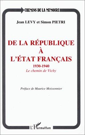De la République à l'Etat français by Jean Lévy cover
