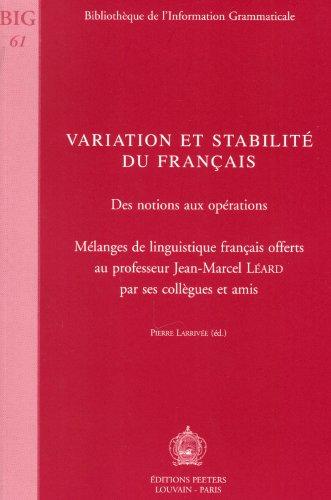 Variation Et Stabilite Du Francais