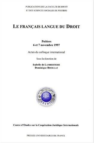Le français langue du droit by I. de Br. Lamberterie cover