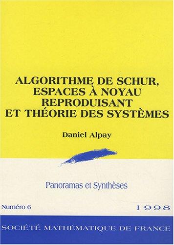 Algorithme De Schur, Espaces a Noyau Reproduisant Et Theorie Des Systemes (Panoramas Et Syntheses, 6)