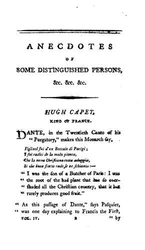 Anecdotes of distinguished persons, chiefly of the last and two preceding centuries
