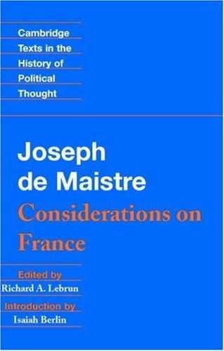 Considérations sur la France by Joseph de Maistre cover