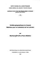 Variétés géographiques du français by Manfred Höfler cover