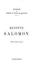 Manette Salomon by Edmond de Goncourt cover