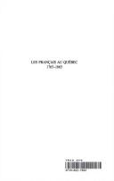 Les Français au Québec, 1765-1865 by Fournier, Marcel cover