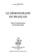 Le démonstratif en français by Louise Guénette cover