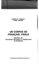 Un corpus de français parlé by Pierrette Thibault cover