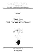 Frühe deutsche Novellenkunst by Elfriede Stutz cover