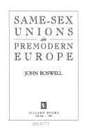 Same-Sex Unions in Premodern Europe
