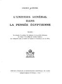 L' univers minéral dans la pensée égyptienne by Sydney Aufrère cover