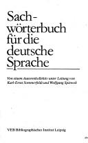 Sachwörterbuch für die deutsche Sprache by Karl-Ernst Sommerfeldt, Wolfgang Spiewok cover