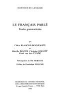 Le français parlé by Claire Blanche-Benveniste cover