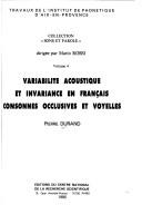 Variabilité acoustique et invariance en français by Pierre Durand cover