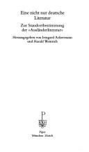 Eine Nicht nur deutsche Literatur by Irmgard Ackermann, Harald Weinrich cover