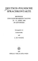 Deutsch-polnische Sprachkontakte by Alek Pohl, André de Vincenz cover