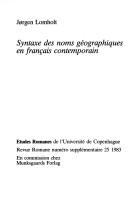 Syntaxe des noms géographiques en français contemporain