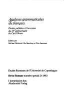 Analyses grammaticales du français by Michael Herslund, Ole Mørdrup, Finn Sørensen cover