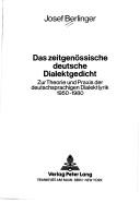 Das zeitgenössische deutsche Dialektgedicht by Josef Berlinger cover