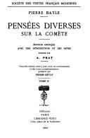 Pensées diverses sur la comète by Pierre Bayle cover