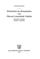 Wörterbuch des Romanischen von Obervaz Lenzerheide Valbella by Theodor Ebneter cover