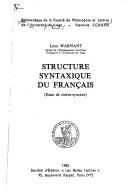 Structure syntaxique du français by Léon Warnant cover