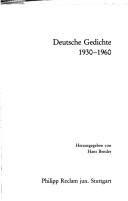 Deutsche Gedichte, 1930-1960 by Bender, Hans cover