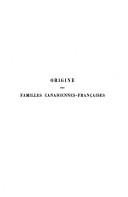 Origine des familles canadiennes-françaises by Archange Godbout cover