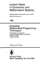 Evaluating mathematical programming techniques