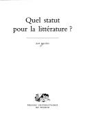 Quel statut pour la littérature ?