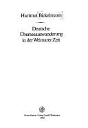 Deutsche Überseeauswanderung in der Weimarer Zeit by Hartmut Bickelmann cover