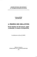A propos des relatives by Catherine Fuchs cover