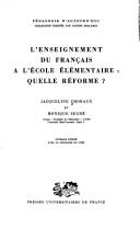 L' enseignement du français à l'école élémentaire by Jacqueline Chobaux cover