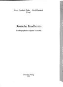 Deutsche Kindheiten by Irene Hardach-Pinke, Gerd Hardach cover