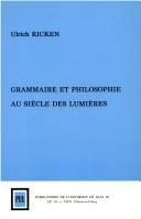 Grammaire et philosophie au siècle des lumières