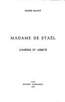 Madame de Staël by Simone Balayé cover