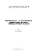 Recherches sur les constructions imbriquées relatives et interrogatives en français by Juhani Härmä cover
