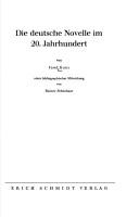 Die deutsche Novelle im 20. Jahrhundert by Kunz, Josef cover