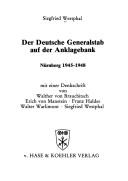 Der deutsche Generalstab auf der Anklagebank by Siegfried Westphal cover
