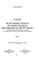 Sage et son réseau lexical en ancien français, des origines au XIIIème siècle by Charles Brucker cover