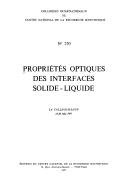 Propriétés optiques des interfaces solide-liquide