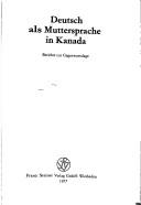 Deutsch als Muttersprache in Kanada by  cover