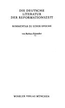 Die deutsche Literatur der Reformationszeit by Barbara Könneker cover