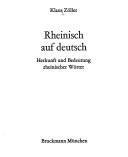 Rheinisch auf deutsch by Klaus Zöller cover