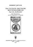 Das älteste deutsche Routenhandbuch by Krüger, Herbert cover