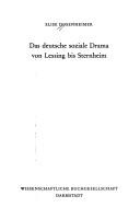 Das deutsche soziale Drama von Lessing bis Sternheim by Elise Dosenheimer cover